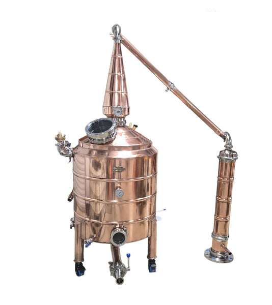 55 Gallon Bain Marie Jacketed Still w/ Shotgun Condenser