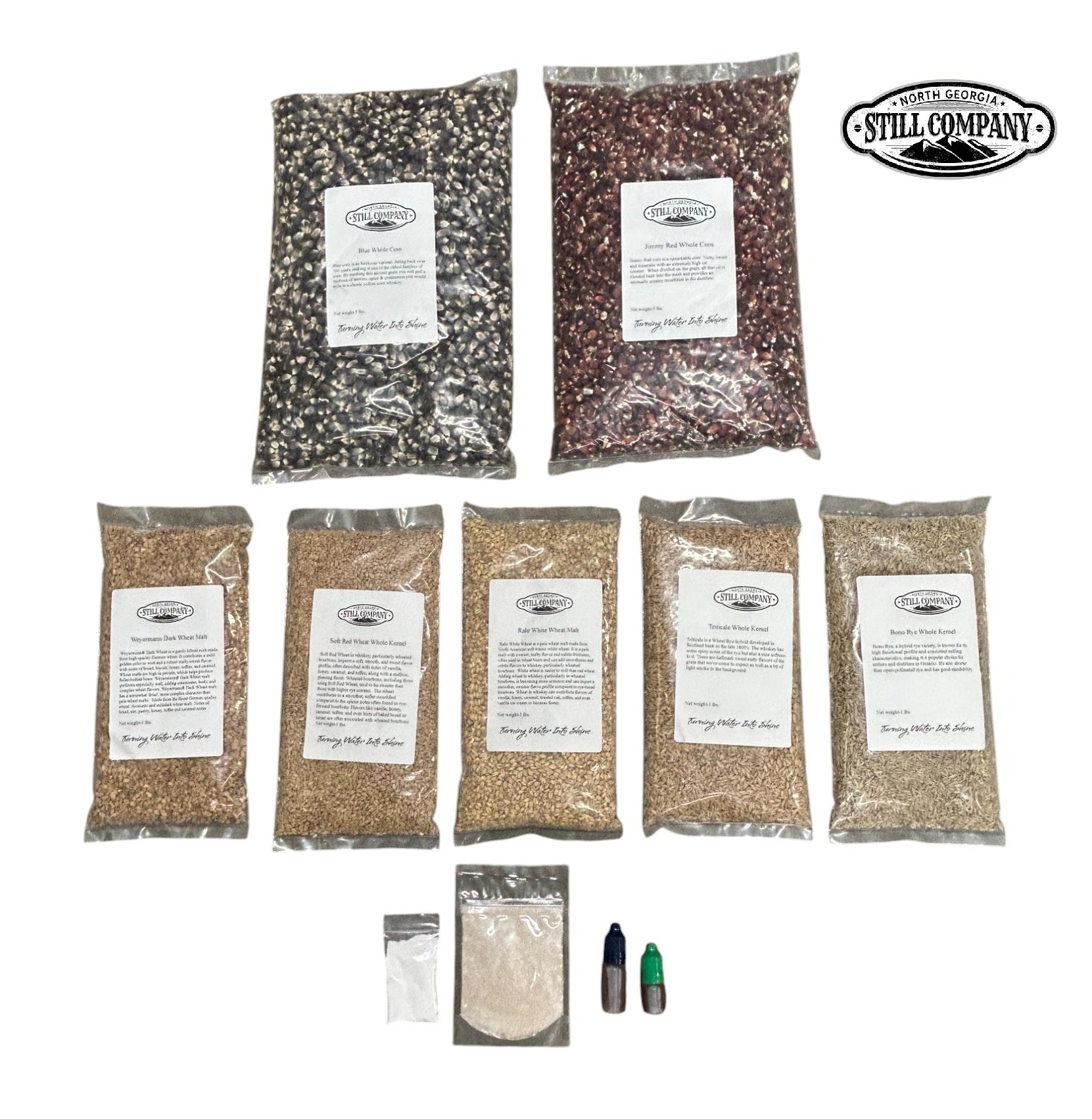 Blue Corn, Jimmy Red Corn, Dark Wheat, Soft Red Wheat, White Wheat, Triticale & Bono Rye Fermentation Kit