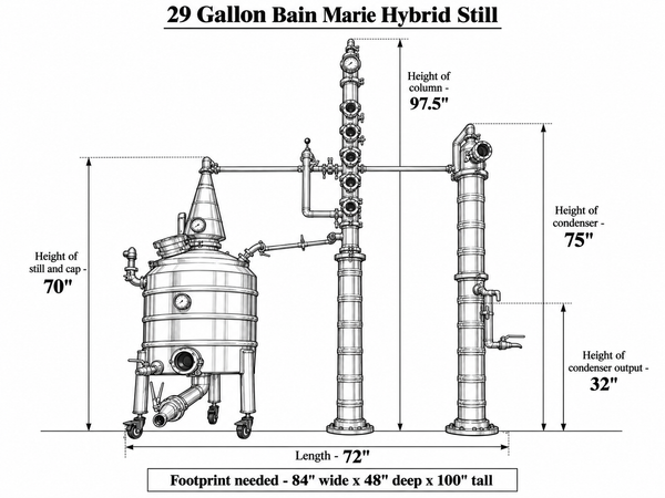 29 Gallon Bain Marie Jacketed Still Hybrid Still