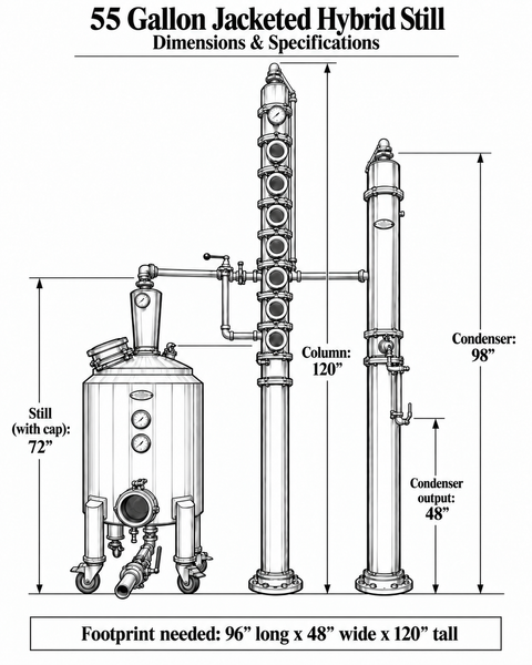55 Gallon Bain Marie Jacketed Hybrid Still