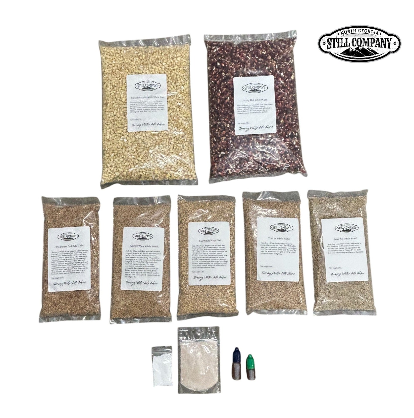 Trucker's Favorite White Corn, Jimmy Red Corn, Dark Wheat, Soft Red Wheat, White Wheat, Triticale & Bono Rye Fermentation Kit