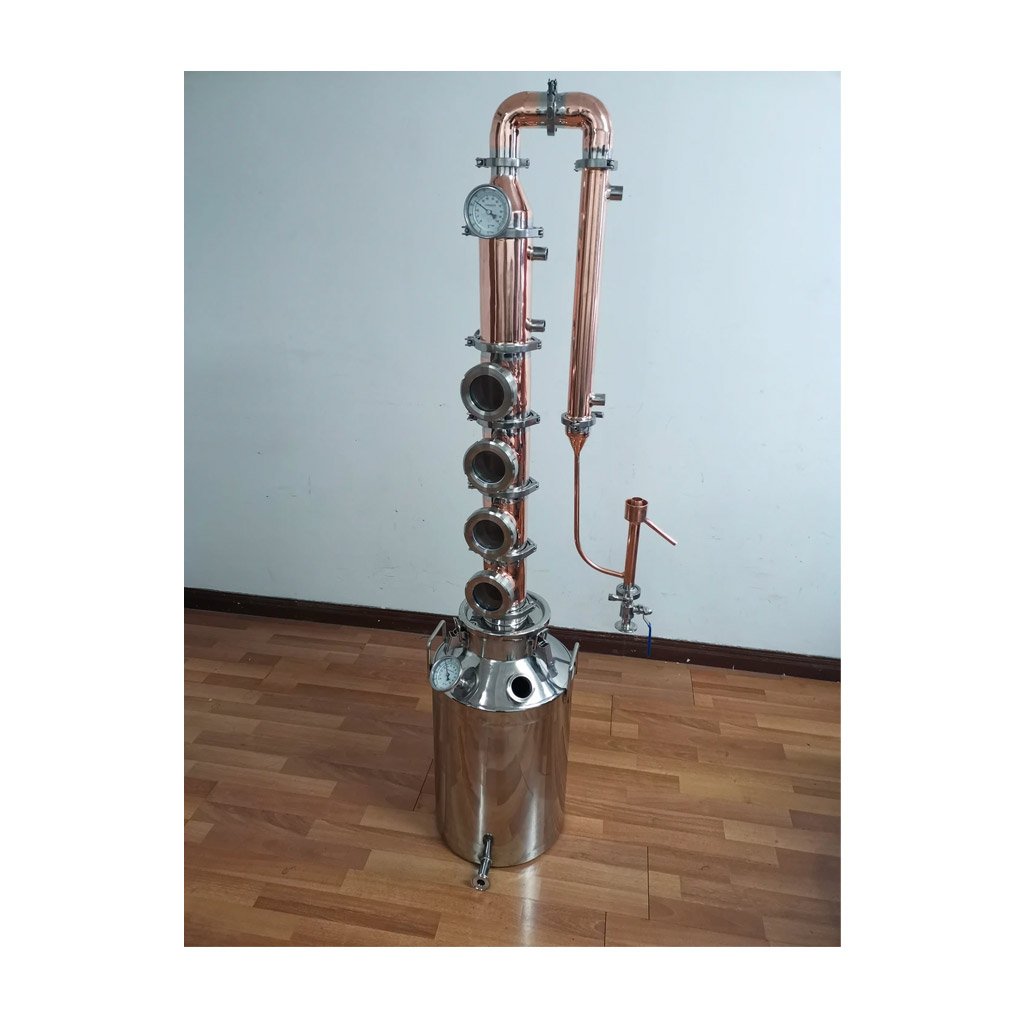 13 Gallon/50 Liter Stainless Steel Still With 3" Copper Dephlegmator Column, 4 Bubble Plates And Sight Window