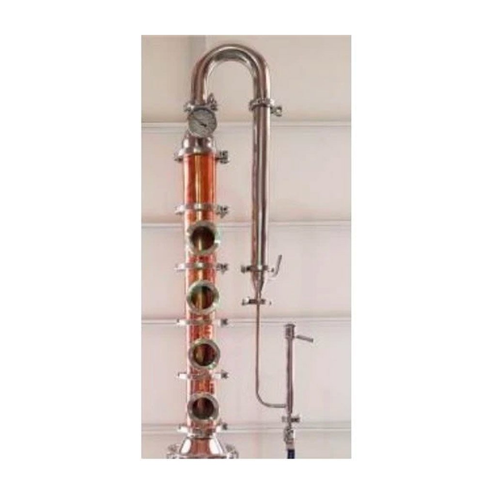 6" Copper Dephlegmator Column With 4 Copper Bubble Plates & Sight Windows, Stainless Steel Shotgun Condenser