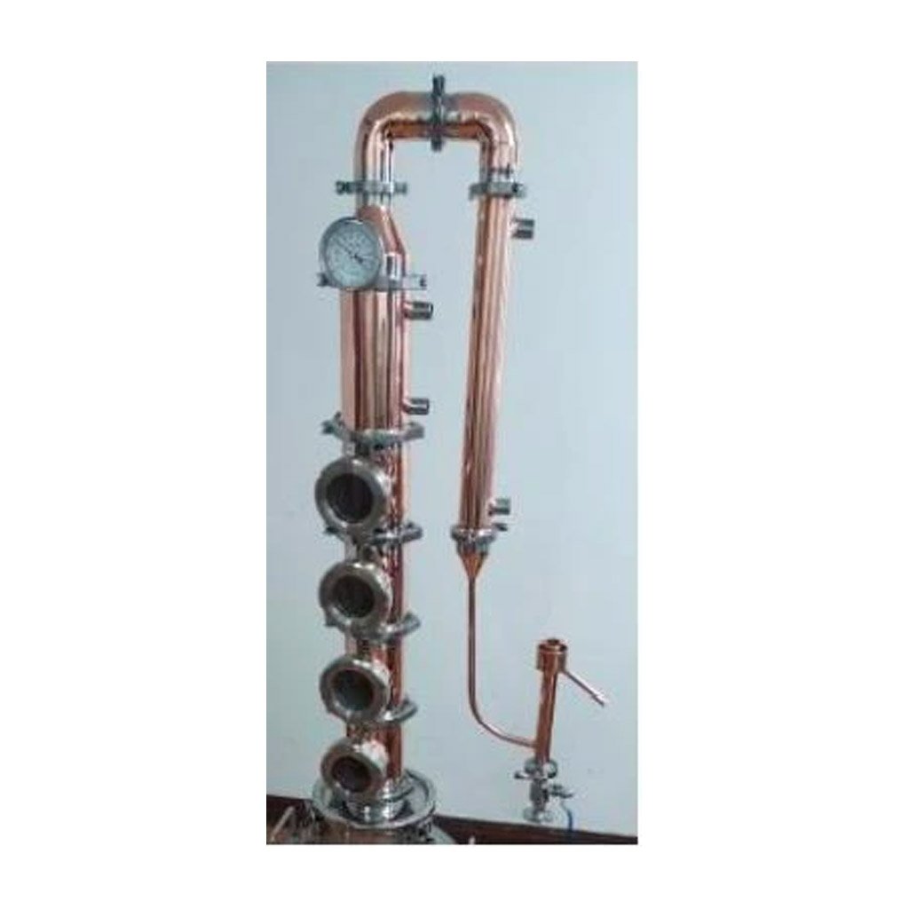 3" Full Copper Dephlegmator Column With 4 Copper Bubble Plates & Sight Windows, Copper Shotgun Condenser